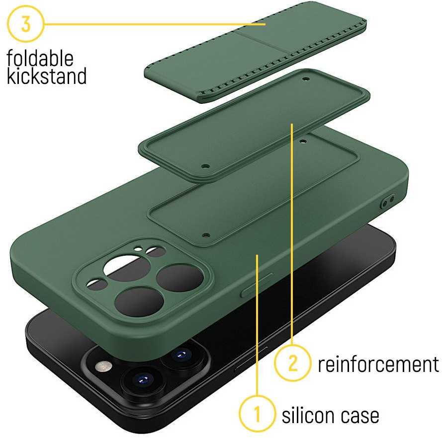 Wozinsky silikoninis dėklas su stovu iPhone 12 dėklas su atrama ir stovas rausvas