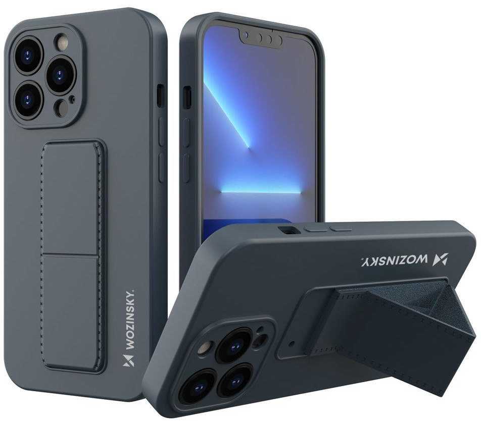Dėklas Wozinsky Silikonowe etui su podstawką iPhone 13 Pro Max Kickstand Case tamsiai mėlyna