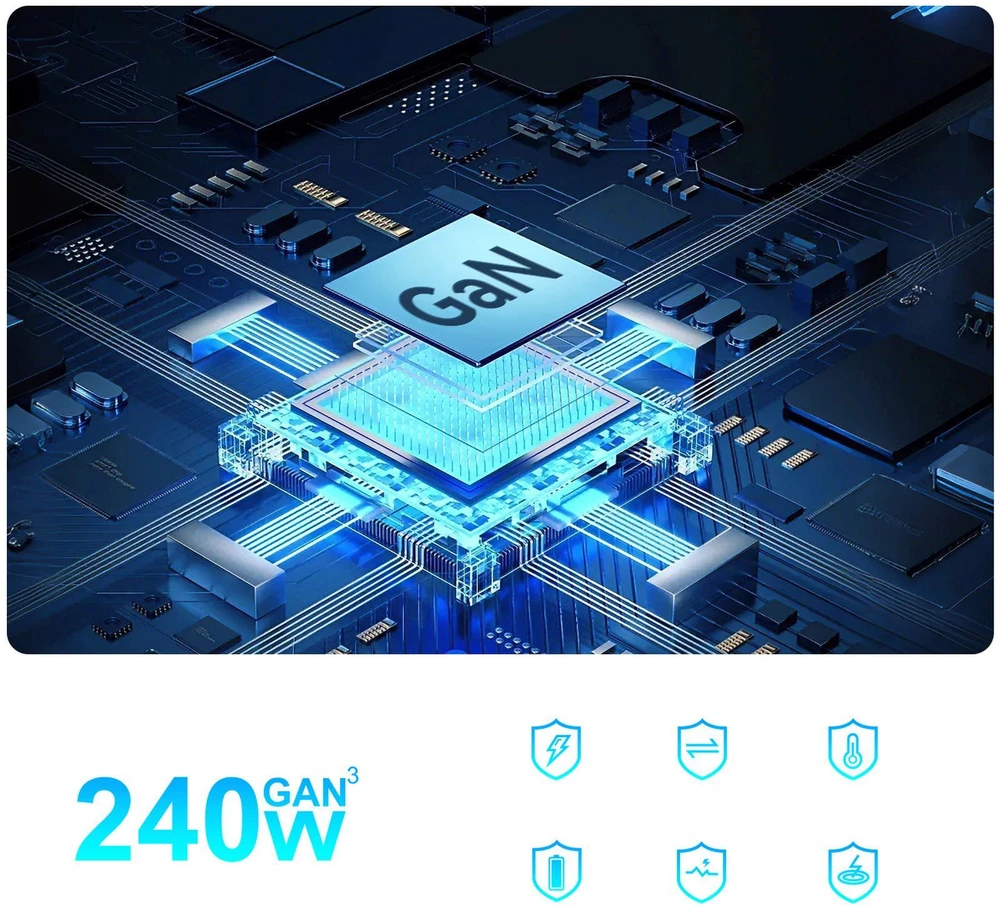 Stacja ładująca Wozinsky WSL-240 GaN QC3 - 200W - juoda