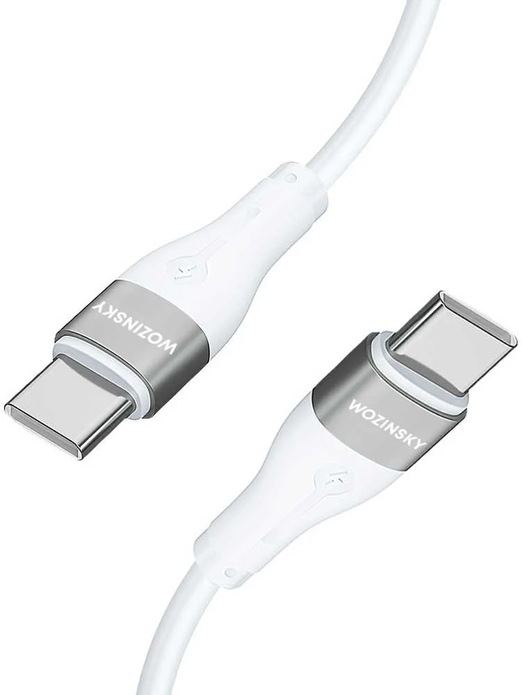Wozinsky WSTCC1 USB-C / USB-C PD 65W kabelis 1 m long – baltos spalvos