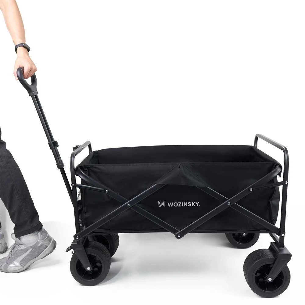 Vežimėlis Wozinsky WZP-100 pliažas, turistinis, sodo, patvarūs, platūs ratai, su apsauginis tinklelis iki 100 kg - juoda