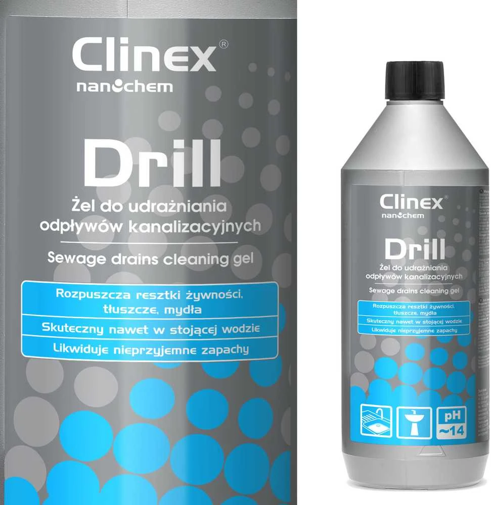 CLINEX Drill 1L gelis kriauklėms ir nuotekų vamzdžiams atblokuoti