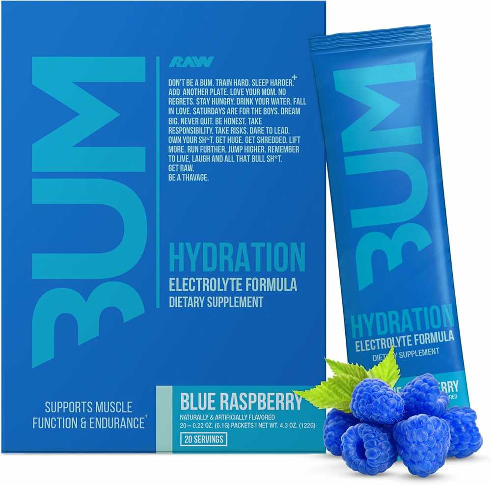 Nutrition BUM Hydration Electrolyte Supplement Drink Mix,Fruit Punch, 20 Packets