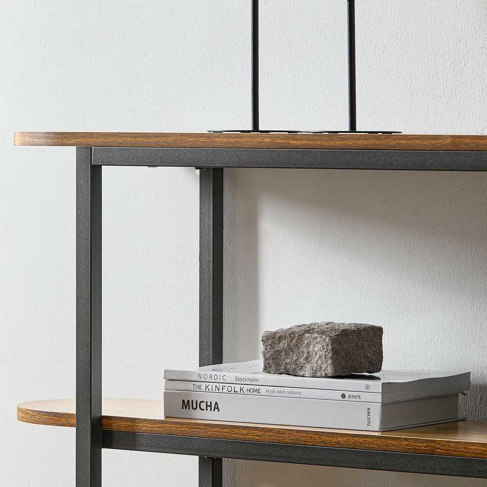 Konsolinis stalas 110x25x86cm., rudos/juodos spalvos