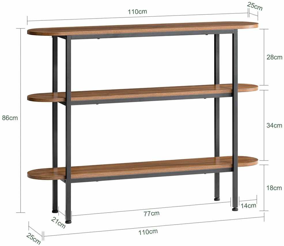 Konsolinis stalas 110x25x86cm., rudos/juodos spalvos