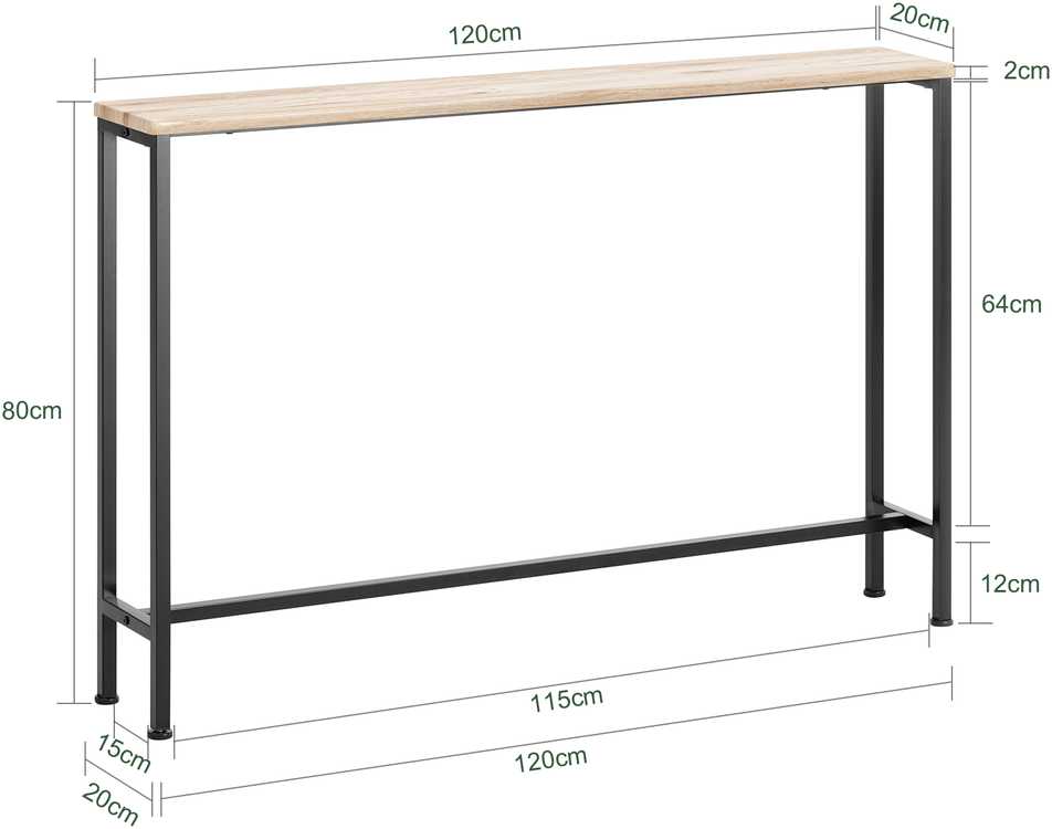Konsolinis stalas 120x20x80cm., juodos/šviesiai rudos spalvos
