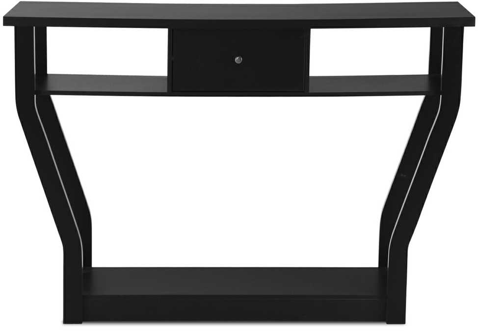 Bonideco konsolinis stalas juodas prieškambario stalas su stalčiumi ir lentyna 120 x 30 x 81 cm juodas