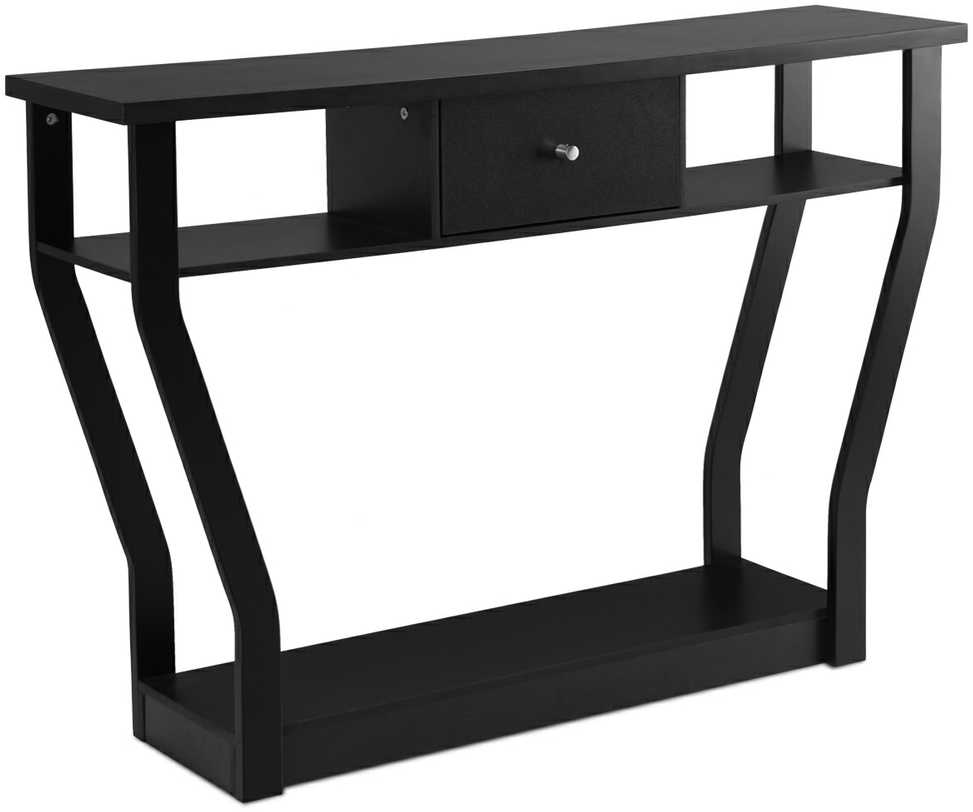 Bonideco konsolinis stalas juodas prieškambario stalas su stalčiumi ir lentyna 120 x 30 x 81 cm juodas