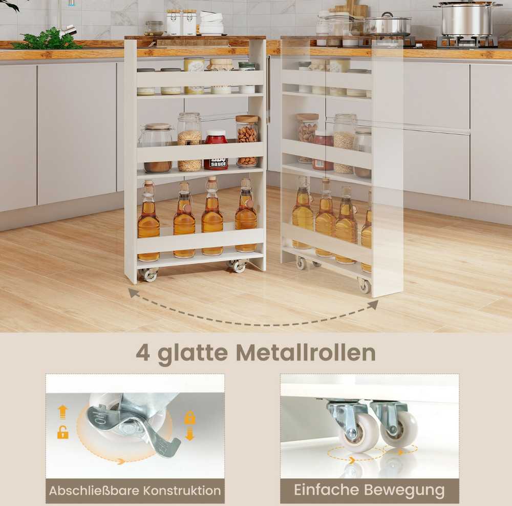 Bonideco Select Virtuvės vežimėlis 47,5x13x80,5cm., baltos/rudos spalvos