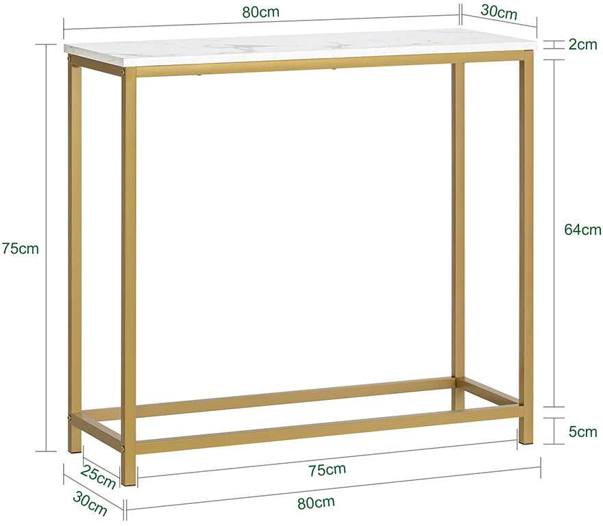 Konsolinis stalas 80x30x75cm., auksinės/baltos spalvos