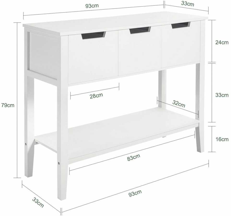Konsolinis stalas su stalčiais 93x33x79cm., baltos spalvos
