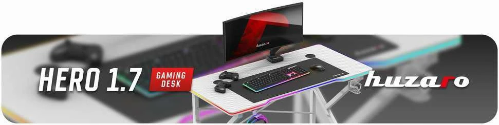 Žaidimų stalas „Huzaro Hero 1.7 RGB Baltas“, baltas