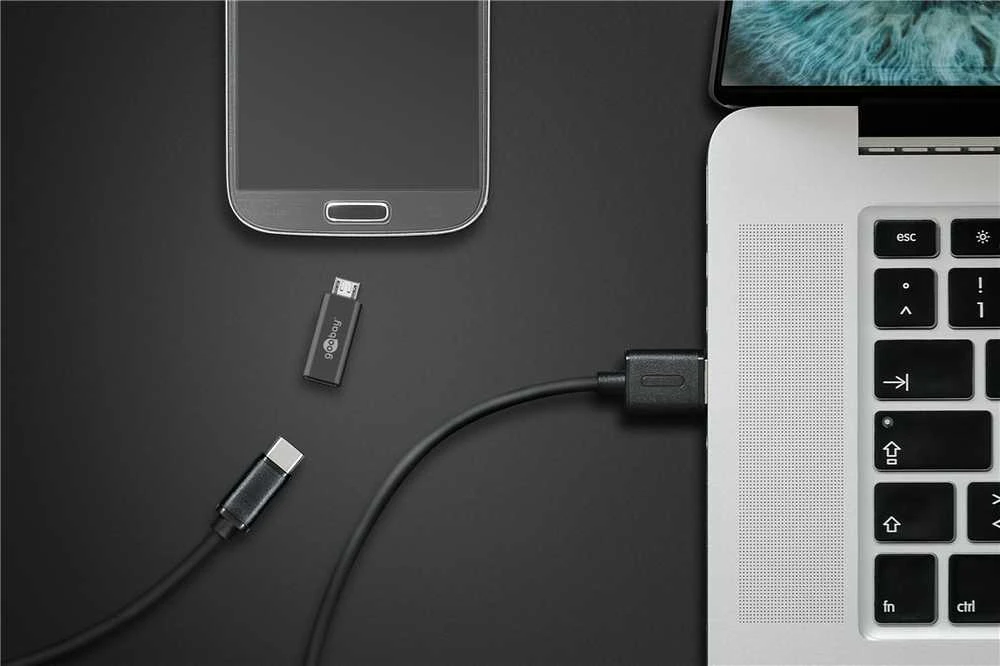 Goobay USB-C į microUSB adapteris su įrenginiais