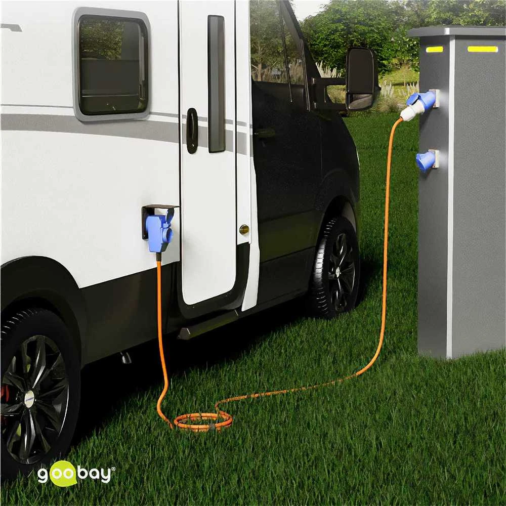 „Goobay“ CEE adapterio kabelis su CEE 16A ir Schuko 90 sriegiu, 1,5 m
