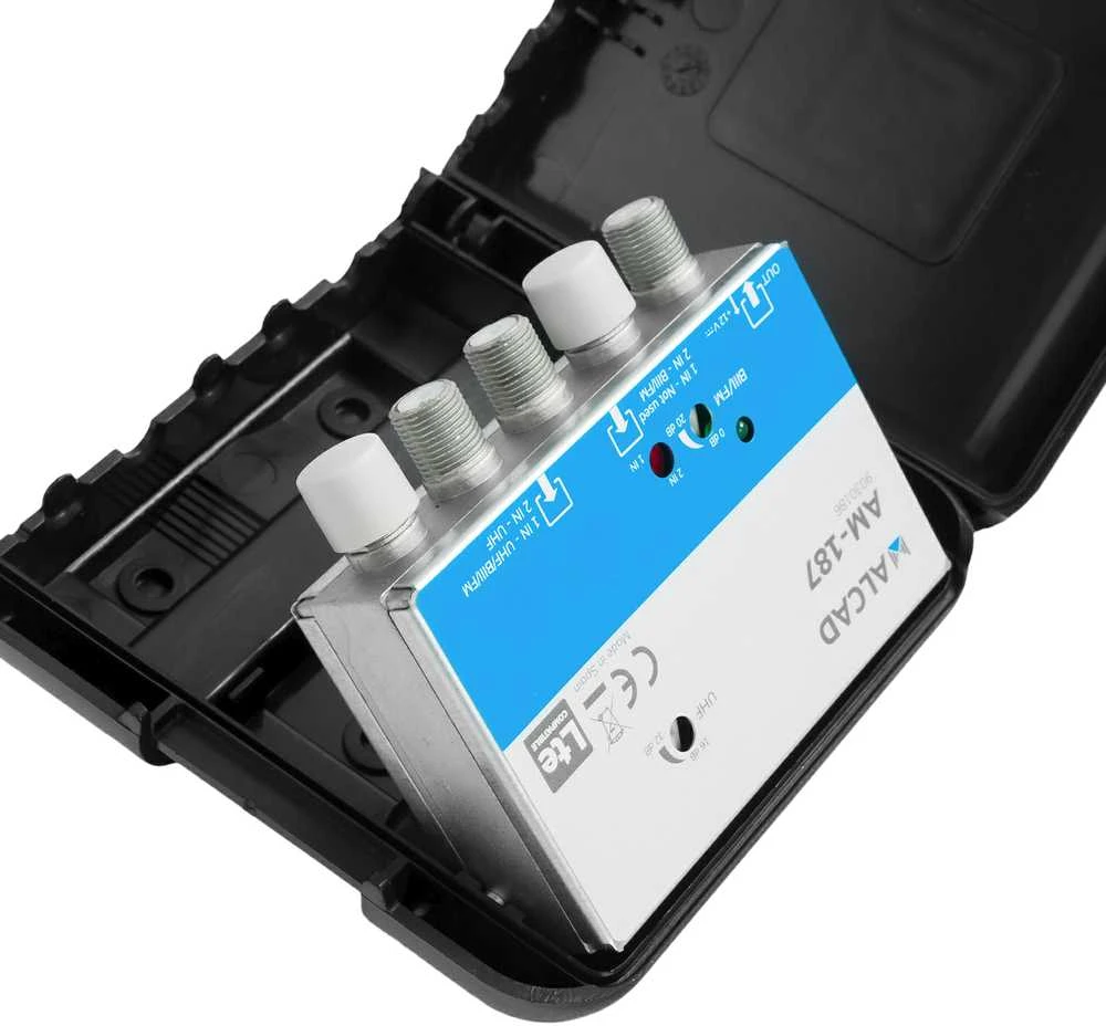 Alcad AM-187 stiebo stiprintuvas 12V 32dB UHF+VHF