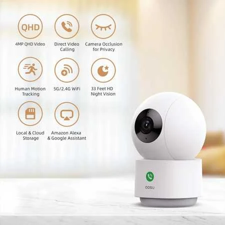 Aosu Glazero „Aosu P1 Pro 2K 4MP“ besisukanti „WiFi“ kamera