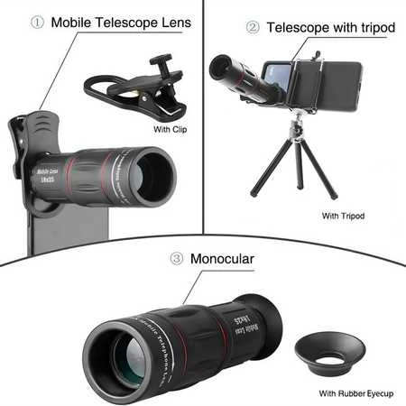 Fotoaparato Objektyvas - Apexel APL-T18XZJ 18x Telefoto Objektyvas išmaniesiems telefonams su trikojų