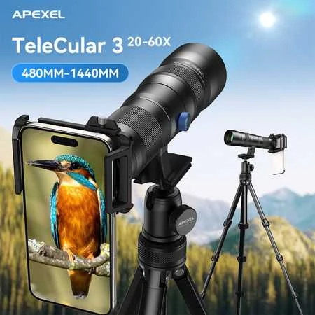„SuperZoom“ objektyvas telefonui Apexel 20–60x