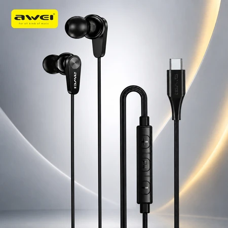 Ausinės dokanałowe AWEI PC-21T USB-C Juoda