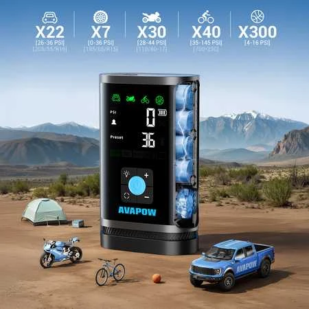 AVAPOW JP3 - variklio užvedėjas su oro kompresoriumi 3000A 12V 59.2Wh