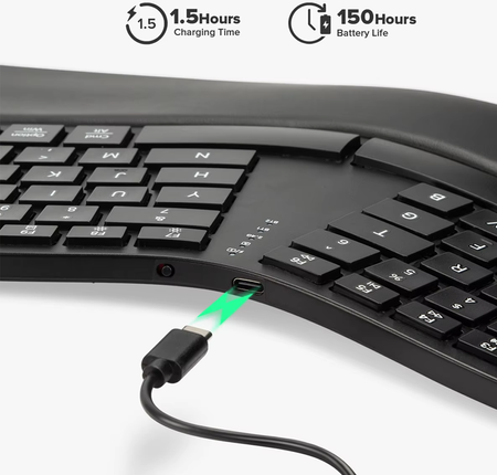 Belaidė ergonominė klaviatūra GM909, juoda