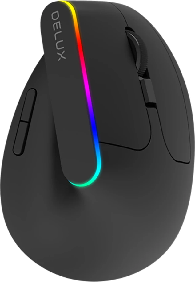 Belaidė vertikali pelė Delux M618DB BT4.0 + 2.4Ghz RGB