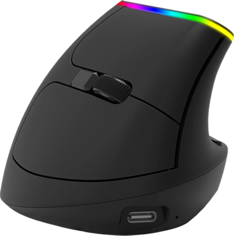 Belaidė vertikali pelė Delux M618DB BT4.0 + 2.4Ghz RGB