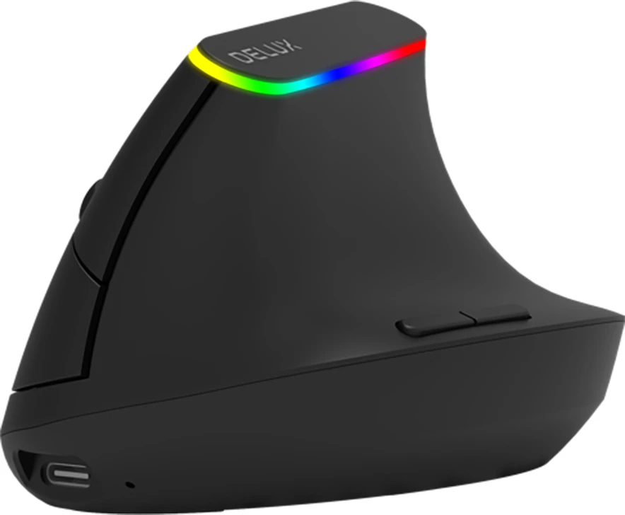 Belaidė vertikali pelė Delux M618DB BT4.0 + 2.4Ghz RGB