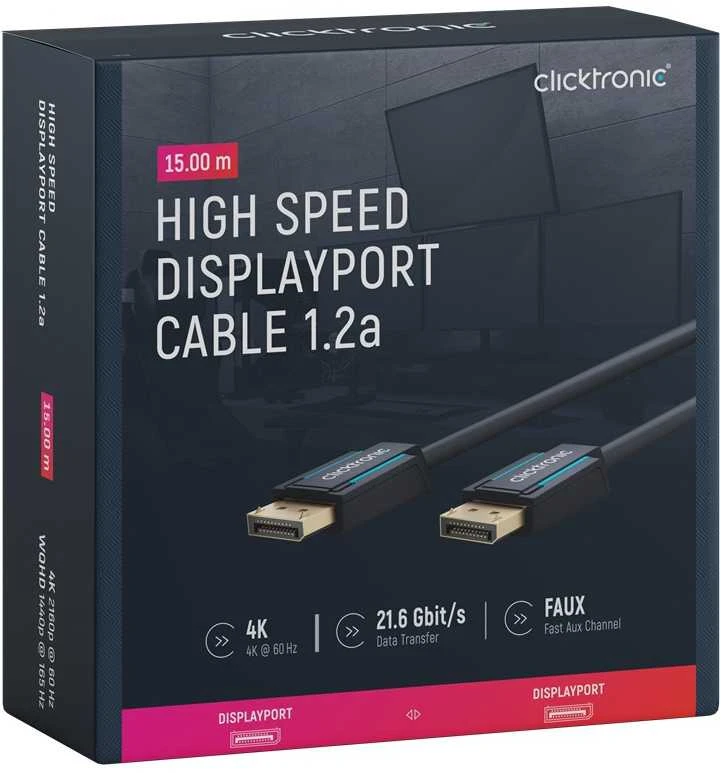 Clicktronic 15m DisplayPort kabelio pakuotė