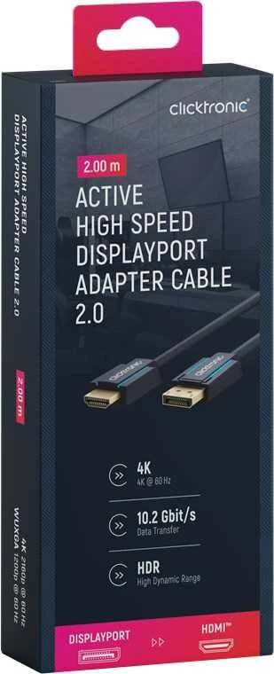 CLICKTRONIC Kabelis DisplayPort DP - HDMI 2.0 4K 2m