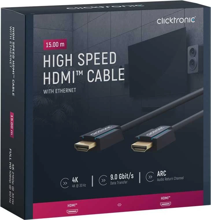 Clicktronic 70309 High Speed HDMI™ kabelis su amžinybe, 15 m