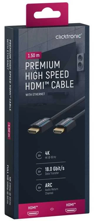 Clicktronic 70302 High Speed HDMI™ kabelis su Ethernet, 1,5 m Clicktronic