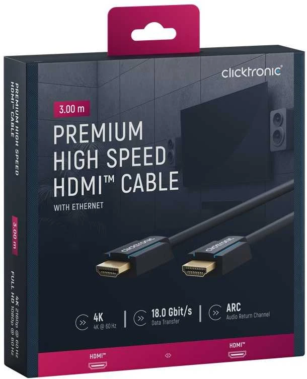 Clicktronic 70304 High Speed HDMI™ kabelis su amžinybe, 3 m Clicktronic