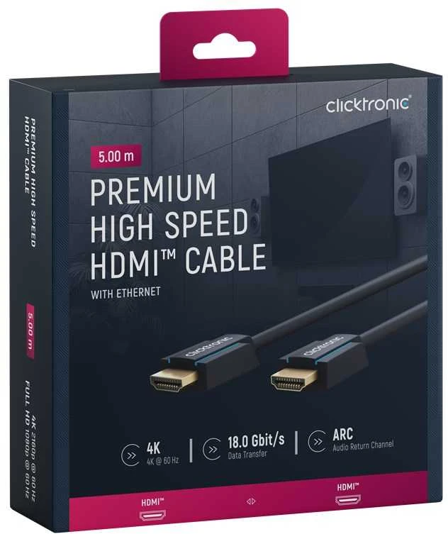 Clicktronic 70305 High Speed HDMI™ kabelis su amžinybe, 5 m Clicktronic
