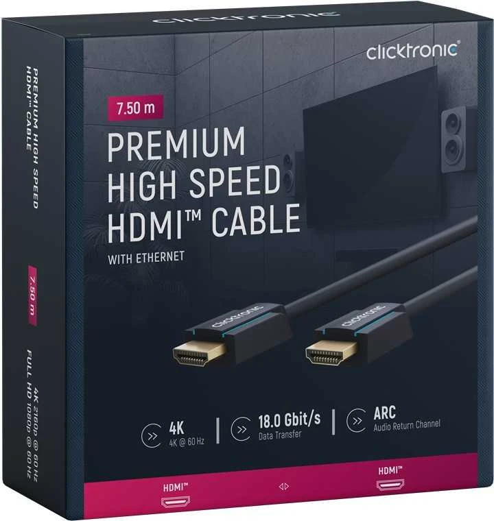 Clicktronic didelės spartos HDMI laidas su Ethernet 70306 7,5 m