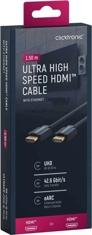 Clicktronic Ultra High Speed HDMI kabelis 40989 HDMI į HDMI, 1,5 m