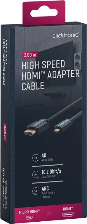 Clicktronic 70328 Micro-HDMI™ adapterio laidas su eternetu, 2m