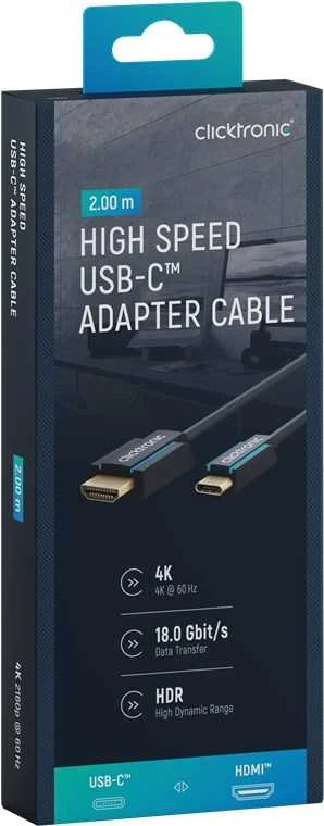 CLICKTRONIC Kabelis USB-C - HDMI 2.0 4K 60Hz 2m