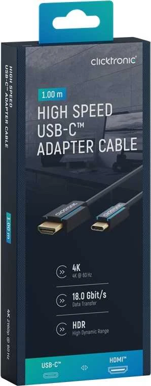 Clicktronic USB-C – HDMI laidas 1 m tamsiai mėlynas (JAB-6484880)