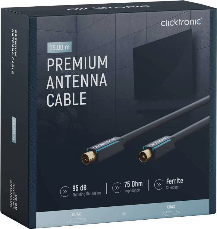CLICKTRONIC IEC TV jungtis, 15 m antenos laidas