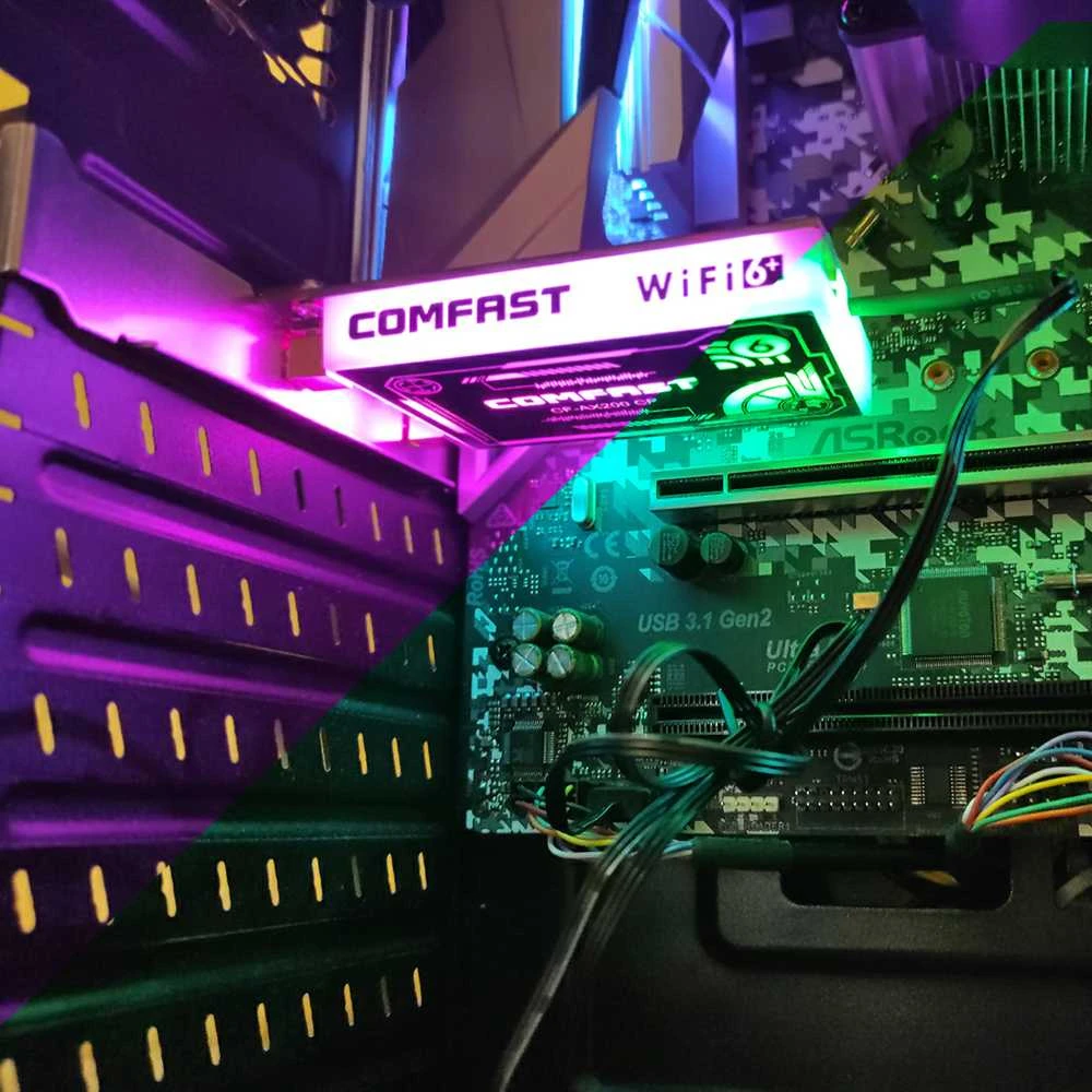 Comfast Karta jungiama į tinklą Wi-Fi na PCI-E AX3000 Wi-Fi 6 ARGB