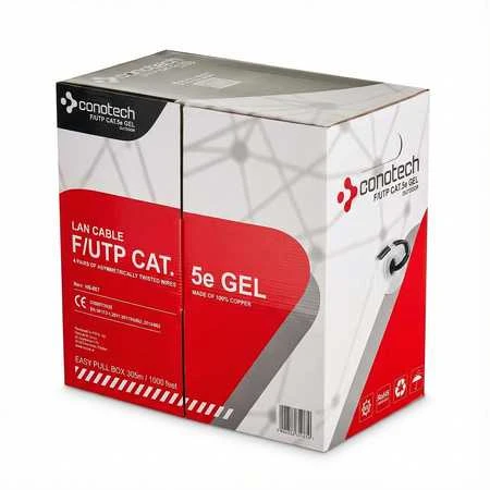 Conotech Susuktos poros LAN kabelis, cat.5e F/UTP GEL+PE, 305m, CU, juodas, gelis
