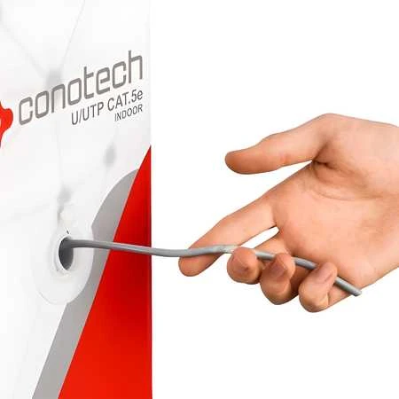 Conotech Susuktos poros LAN kabelis, cat.5e, U/UTP, 305m, pilkas, vidinis