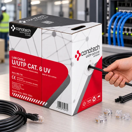Laidas UTP/K6/100M/UV/CON 100 m CONOTECH
