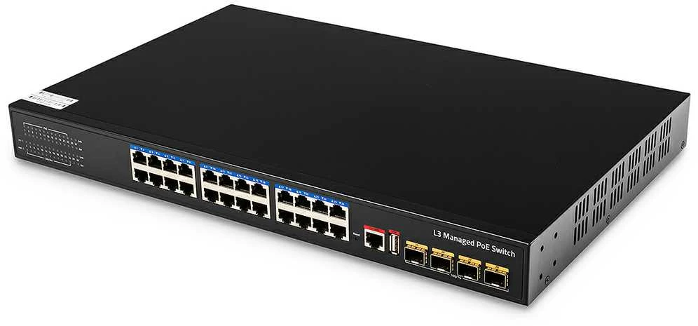 Šakotuvas 24 prievadų komutatorius CUDY GS5024PS4-400W (Valdomas, PoE)