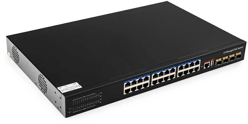 Šakotuvas 24 prievadų komutatorius CUDY GS5024PS4-400W (Valdomas, PoE)