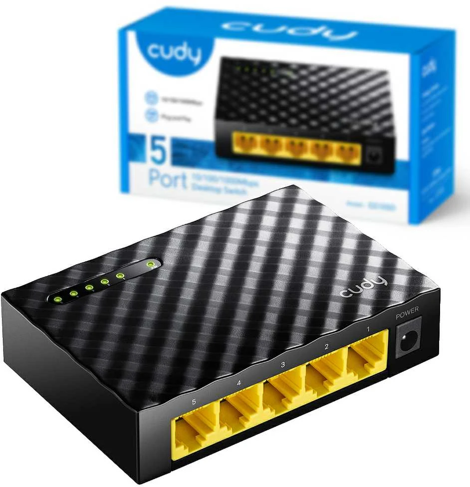 Šakotuvas Tinklo Įranga - Cudy Jungiklis GS105D 5-Port 1Gbps 95x60x90mm
