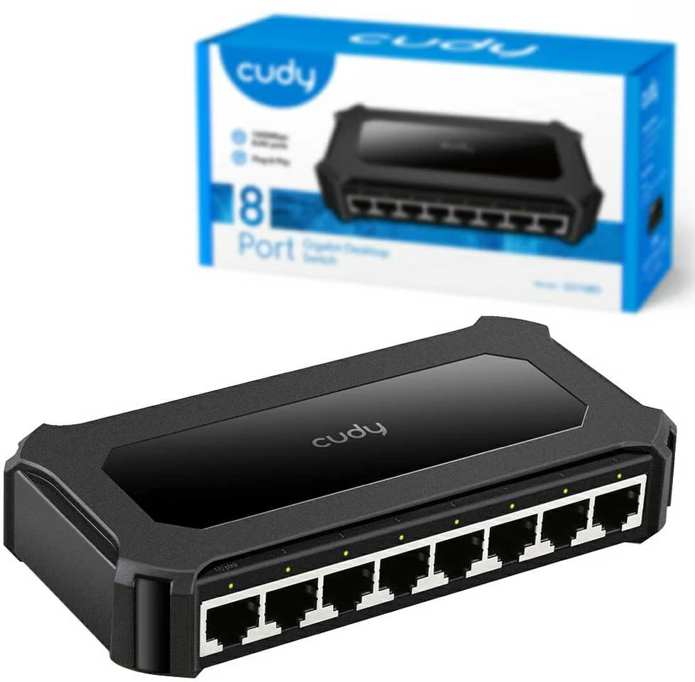 Šakotuvas Tinklo Įranga - Cudy Jungiklis GS108D 8-Port 1Gbps 150x80x65mm