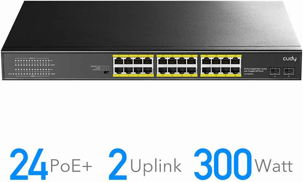 Šakotuvas Komutatorius - Cudy GS1028PS2 24-uostis Gigabit PoE Juodas