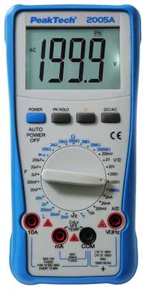 DCV ACV DCA ACA PeakTech 2005A skaitmeninis multimetras